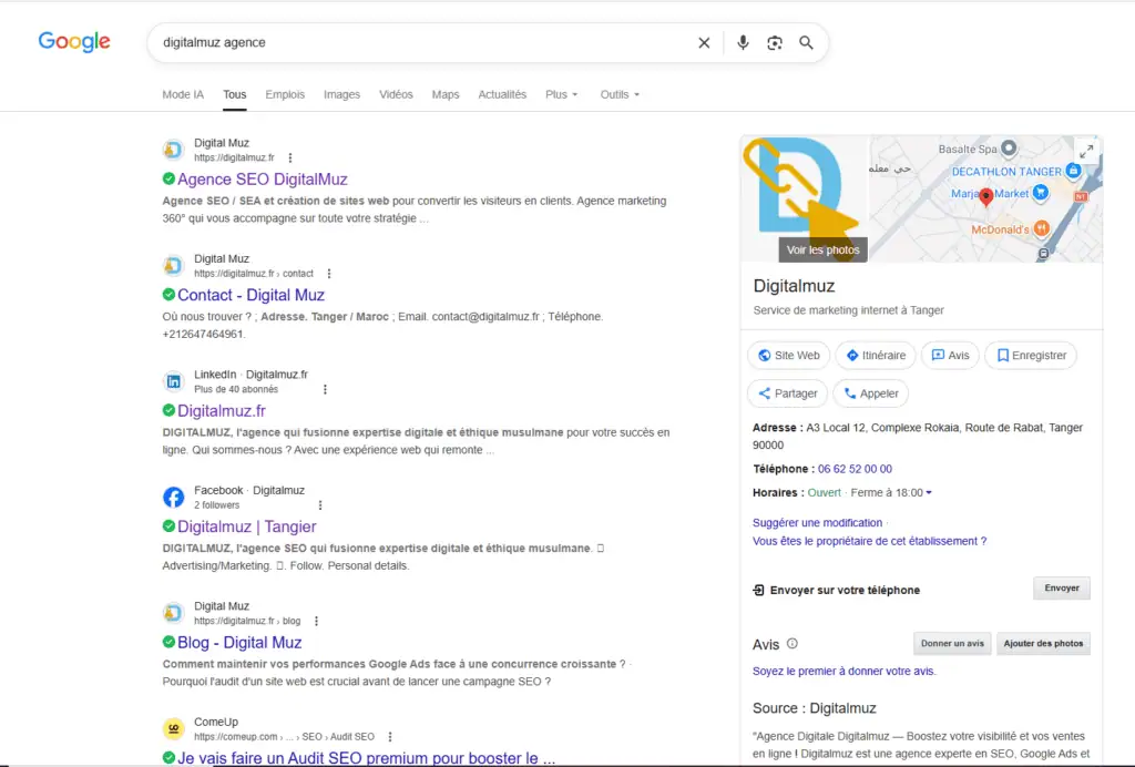 fiche GMB google maps